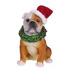 Χριστουγεννιάτικο Διακοσμητικό Σκυλάκι με Σκουφάκι -  Πίτμπουλ (13cm)